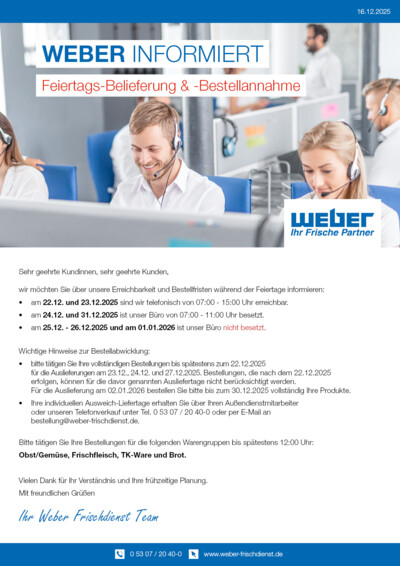 WEBER informiert